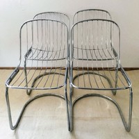 Mid-century csővázas krómozott székek (4 db) Rinaldi tervezés