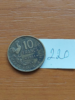 French 10 French francs 1951 / b,b (beaumont-le-roger) rooster 220