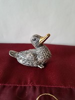 Ezüst miniatűr  kacsa figura