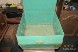 Vas doboz, vintage régi fém láda, antik doboz