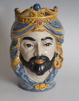 Glazed ceramic Moorish head-shaped bowl