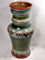West German übelacker ceramic vase 524/30 green orange glaze.