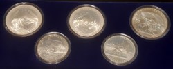 Moscow Olympics 1980 series, silver, 3 pieces 10 rubles,, 2 pieces 5 rubles