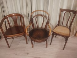 3 darab thonet szék, együtt eladó, az egyik ritka és gyönyörű darab.