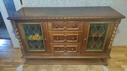 Colonial dresser with 3 drawers + 2 glass doors