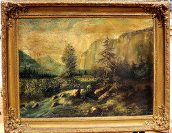 Romantic landscape, huge xix. Sz painting