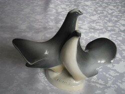 Art_deco zsolnay - pair of pigeons András Sinkó /1901-1976/ rare piece!!