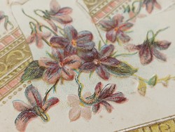 Old postcard 1908 embossed postcard with violet garland