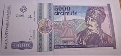 Banknotes 5 thousand lei Romania hungaricum aunc