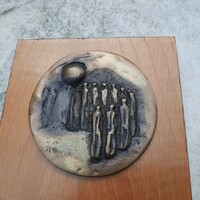 Szöllőssy Enikő bronz plakett dombormű falapon