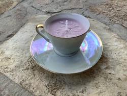 Pearlescent antique eigl porcelain scented candle coffee cup and base