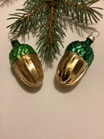 Old glass acorn Christmas tree decorations