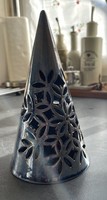 Very nice blue glazed openwork ceramic candle holder cone