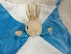 Péter Rabbit márkájú kék-fehér plüss és pamutvászon nyuszis nyunyóka