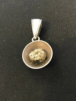 Very nice, new. Silver pendant with pyrite stone 925, marked. 4 cm long.