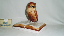 Bodrogkeresztúri kerámia könyves bagoly figura, nipp