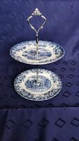 2 Tier English porcelain blue serving bowl coaching (1)