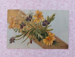 Régi képeslap 1900 virágos levelezőlap ibolya margaréta