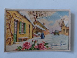 Old postcard postcard snowy street scene