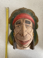 Wood carved indian head