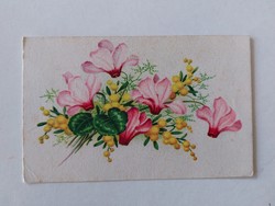 Régi virágos képeslap levelezőlap ciklámen mimóza