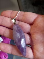 925 Sterling silver necklace with genuine spiritual 5cm amethyst talisman stone