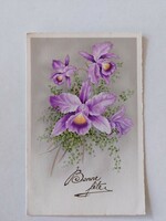 Old floral postcard 1940 postcard purple orchid