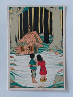 Old postcard fairytale postcard Jancsi and Juliska's gingerbread cottage