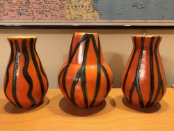 Retro lake head ceramic vase, 3 pieces, 10 cm high
