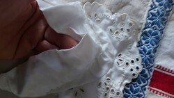 Antik újszülött ruha szett régi selyem madeira csipkés baba kelengye keresztelőre  főkötő + ruha