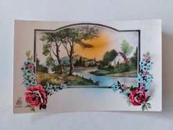 Régi képeslap levelezőlap tájkép virág