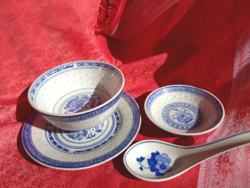 Rizsszemes, kínai porcelán reggeliző (4db.)