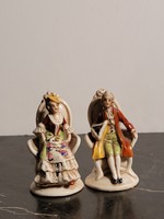 Altwien porcelain baroque figure pair 7cm -- male and female figure sitting on a throne pair alt wien mini small size