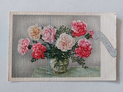 Old floral postcard postcard in a carnation vase