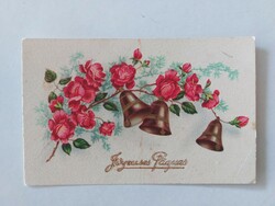 Régi képeslap húsvéti levelezőlap rózsa harang