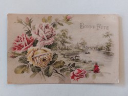 Old postcard 1918 postcard rose landscape
