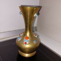 Indian copper vase decorated with stone