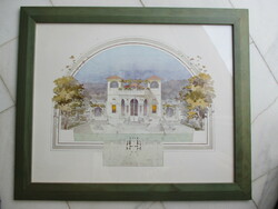 Green-stained wooden picture frame in brand new, structurally completely stable condition. Large size.
