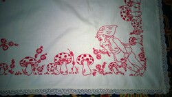 Hand-embroidery-fairytale-forest elves, butterflies-tablecloth set small and large