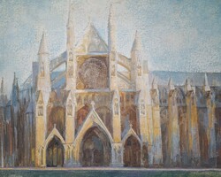 Westminster Abbey - London (Tempera Painting) English Gothic Architecture - England