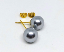 Silver-colored shell pearl pearl earrings, 10 mm pearls 104