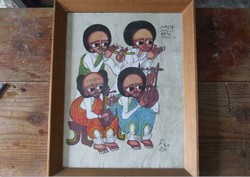 Etióp olaj festmény 45x35cm - Ritka!