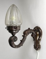1L247 old dolphin head bronze wall arm with a beautiful period glass cover
