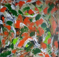 ZSM Absztrakt festmény, 30 cm/30 cm vászon, akril, festőkés - Színek mozgásba