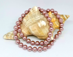 Mallow pink shell pearl pearl necklace