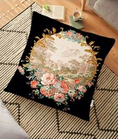 New! Decorative pink cushion cover with romantic scene 70x70 cm
