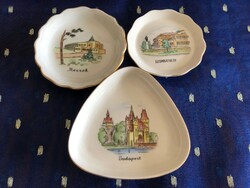 Aquincum retro souvenir bowls Budapest, Szombathely and Mecsek