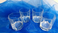 Retró szögletes üveg pohár 4db