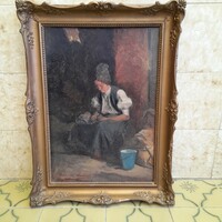 Illés Edvi, Mrs. Aladár, Etel Karád (1877-1963) signed oil painting - (egerszalók-1939)