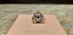 New original pandora cinderella's carriage sterling silver charm pendant marked with a 14 carat gold crown